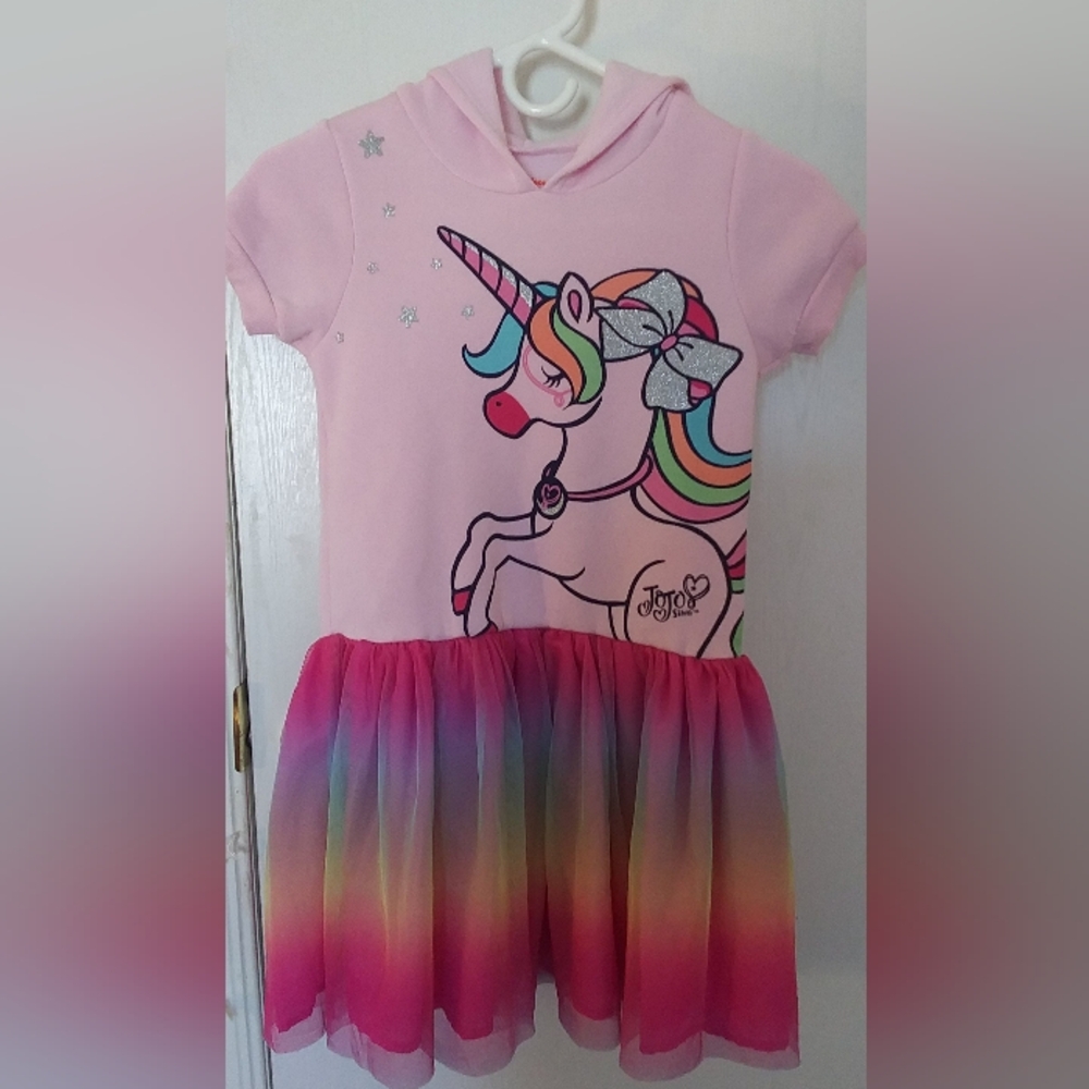 Kids sweater dress with hood.